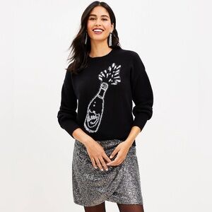Champagne new years NYE black loft crew sweater